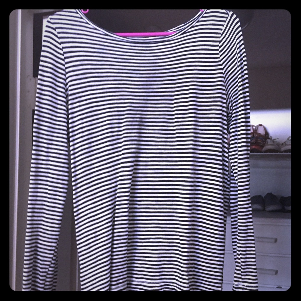 White and black strip shirt.